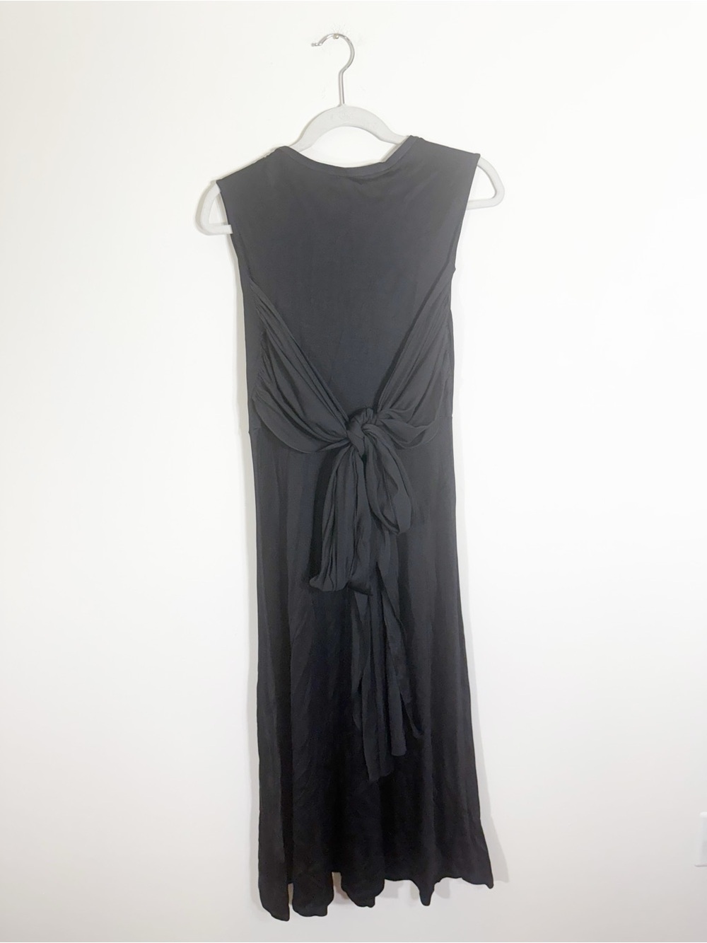 NWT Sandro Trudy Ruched Tie Midi Dress Black Size 8 - Picture 6 of 9